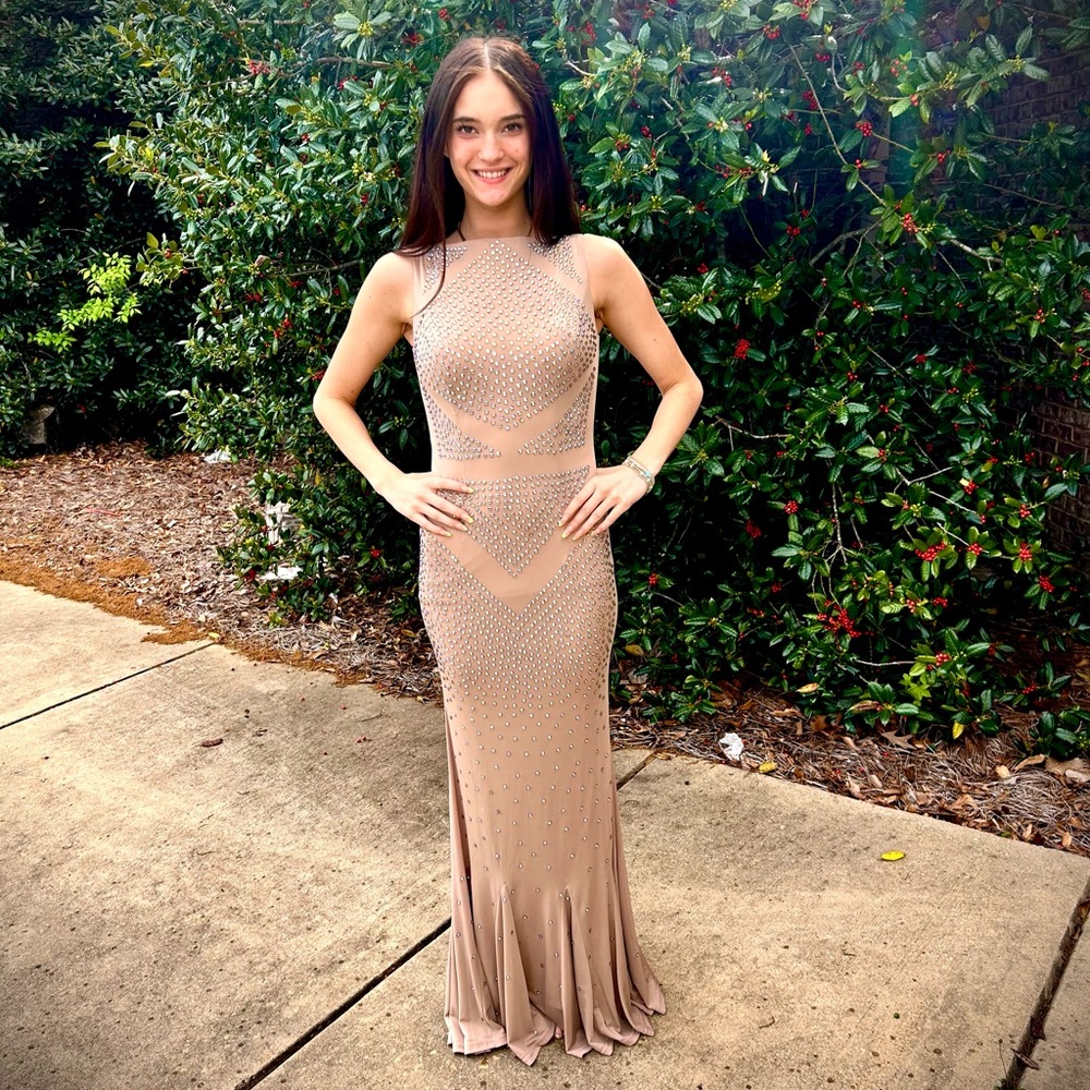 Elegant Tan Evening Gown